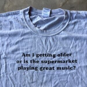 VINTAGE FUNNY HUMOR PARODY MUSIC SHIRT 00S MENS XL WHITE HIPSTER 80S